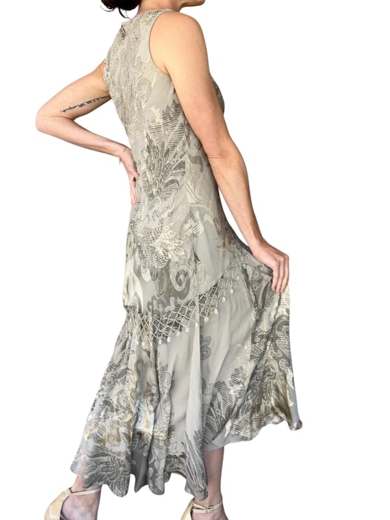 Art Deco Beaded Velvet Midi Dress with Cover Up, … - image 3