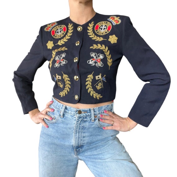 Embroidered cropped jacket cheap