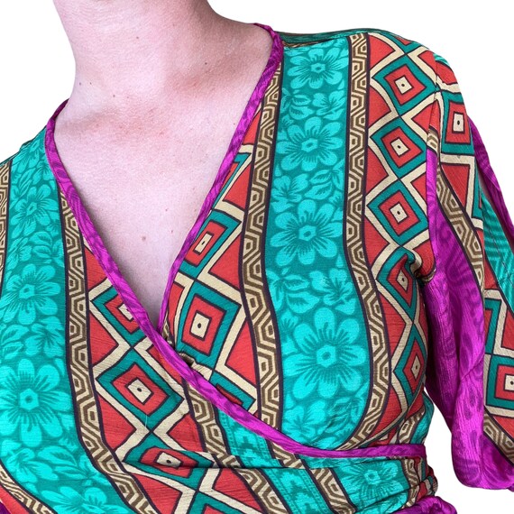 Jewel Toned Recycled Silk Blend Indian Made High … - image 6