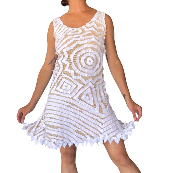 90s 00s Adriana Morandi Milano White Fishnet Mesh Nude Lined Bodycon Dress  (size Small) - Etsy