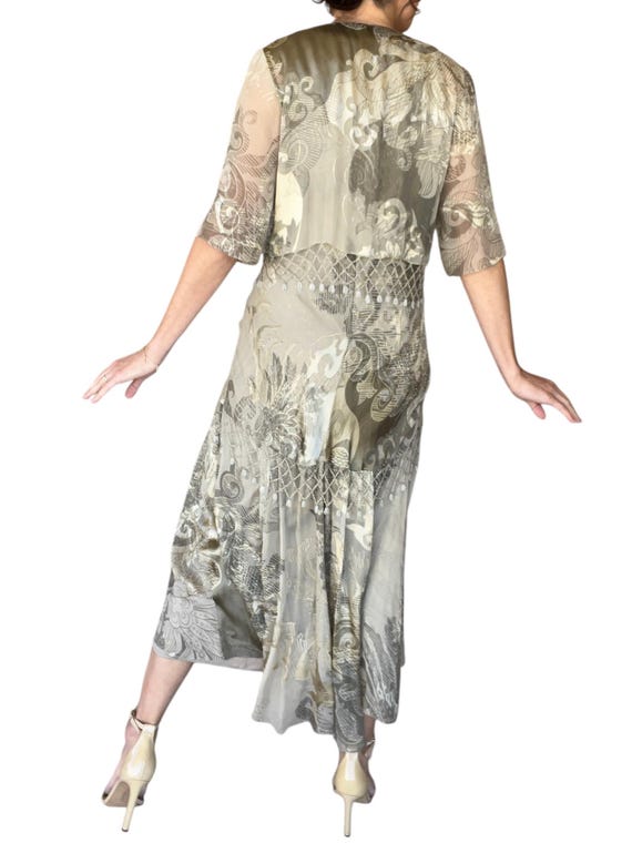 Art Deco Beaded Velvet Midi Dress with Cover Up, … - image 6