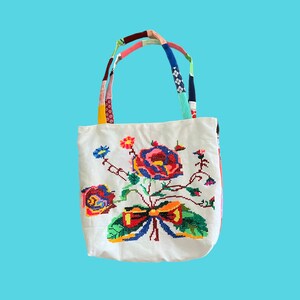 Little Light Original Neon Rose Bouquet Quilted Tote Bag