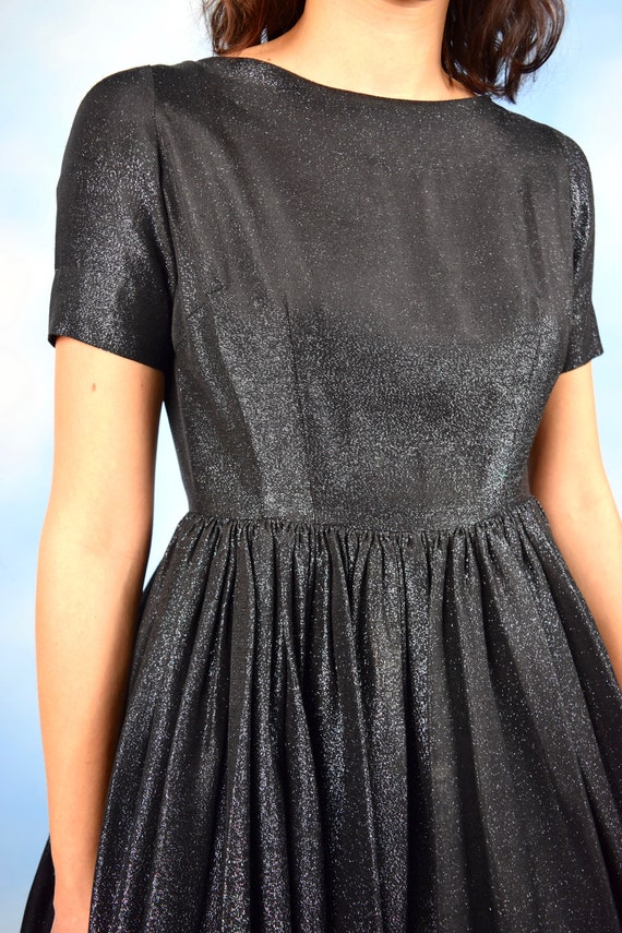 Vintage 50s 60s Another Galaxy Black Shimmer New Look Party Dress size xs
