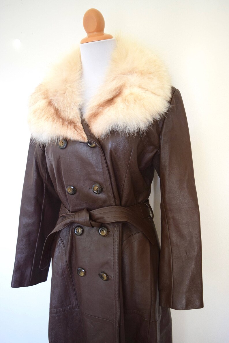 chocolate brown leather trench coat