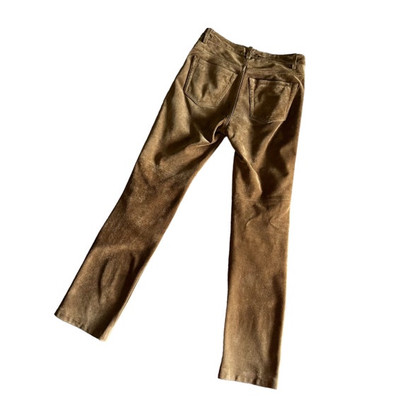 90s GAP Brown Suede Mid Rise Boot Cut Pants (size… - image 2
