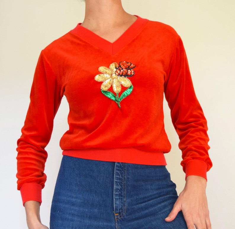 velour v neck sweater