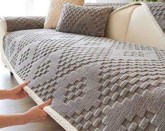 Non-Slip Couch Cover / Premium Sofa Cover / Soft Cotton Velvet Couch Cover / Sofa Blanket Protection / Home Décor