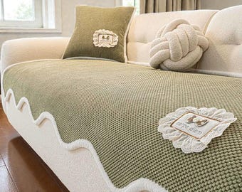 Non-Slip Couch Cover / Corduroy Sofa Cover / Irregular Sofa Cushion Mat / Washable Sofa Seat Protector / Modern Home Decor / Gift For Her
