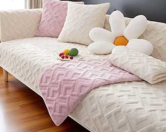 Washable Couch Cover / All-Season Sofa Cover / Soft Plush Cover / Non-Slip Sofa Blanket Protection / Living Room Décor