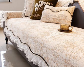 Waschbarer Sofabezug / Chenille Couchbezug / Weiches Ganzjahres Sofakissen / Rutschfester Sofaschutz / Wohnzimmer Dekor / Geschenk für Sie