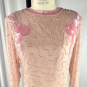 Size 10//Vintage Pink Sequin Long Gown//Mother of the Bride Dress