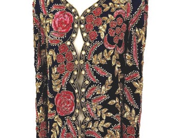 Vintage Dayton’s Silk Sequin Jacket – Beaded Evening Jacket, Wedding Guest, Mother of the Bride, 80s Glam Statement Top Sz M