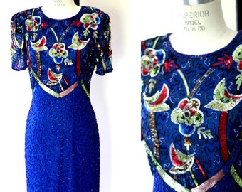 Sz M//Beautiful Vintage Sequin colorful beaded dress