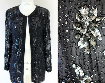 Sz M//Vtg Lillie Rubin Sequin Jacket // Beaded