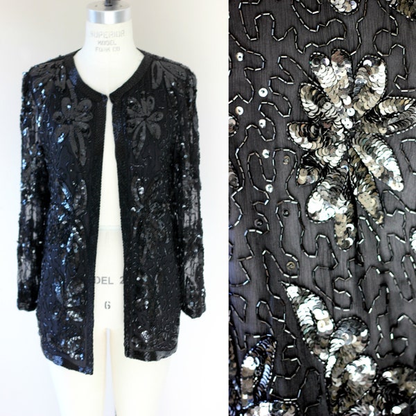 Sz M//Vtg Lillie Rubin Sequin Jacket // Beaded