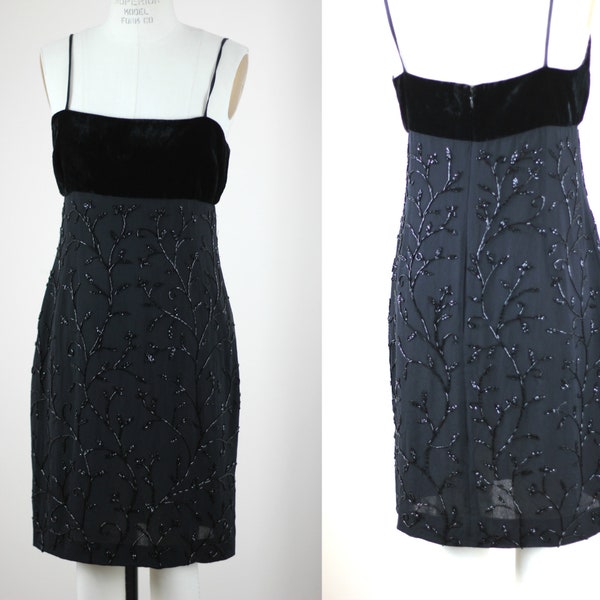 Sz P// Emanuel Ungaro Silk Sequin Velvet Evening dress// Black Sequins