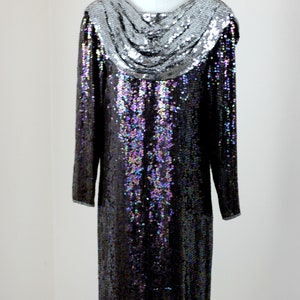 Sz 8//Dramatic Judith Ann Creations beaded dress// Size Small// Amazing Open Back//Sequins