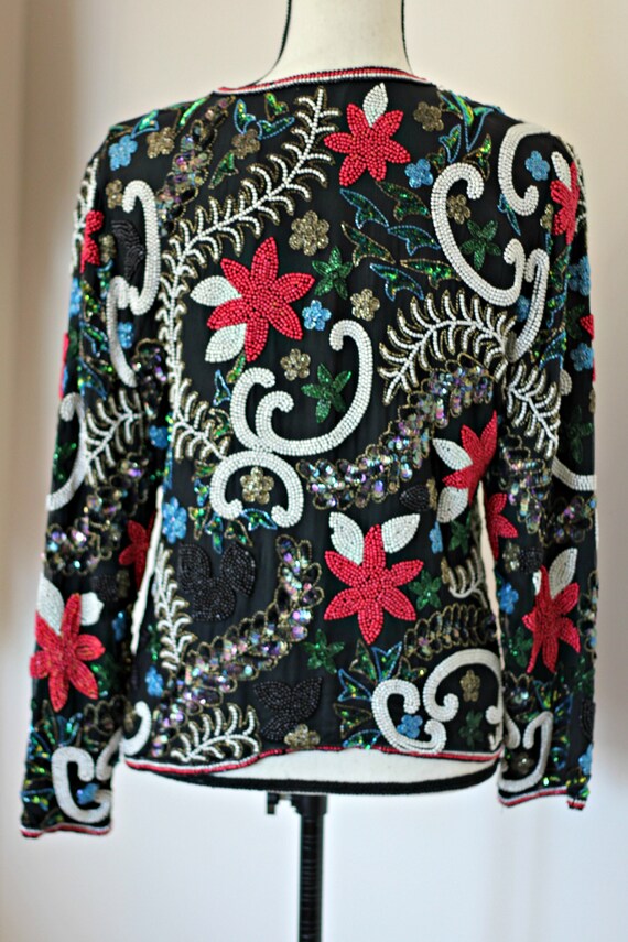 Sz M//Heavily Embellished Beaded Jacket//Sequined… - image 6