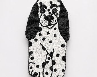 Vintage Dalmatiër portemonneetje met kralen, zwart-wit portemonneetje met microkralen