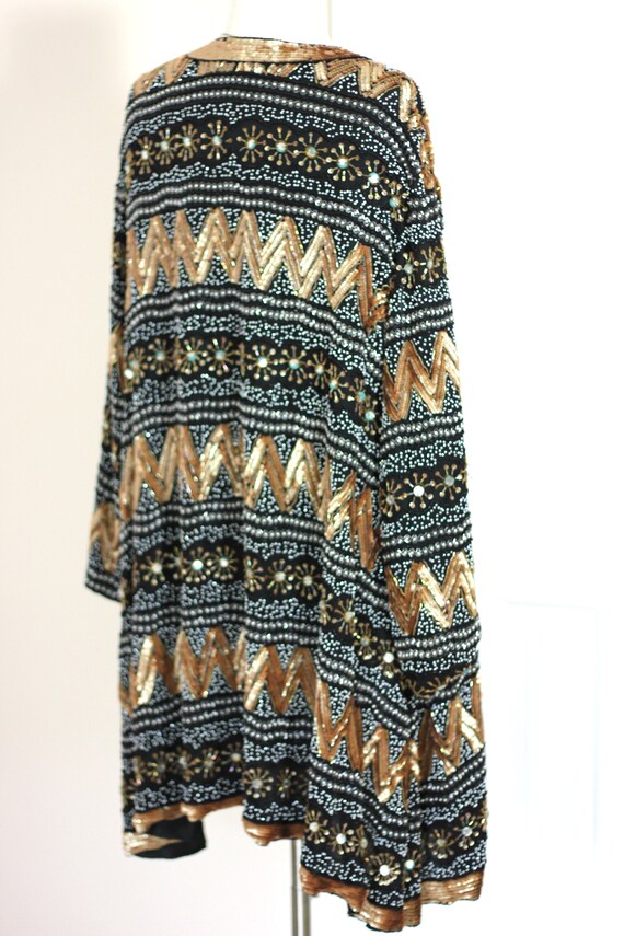 2x//Heavily Beaded Sequin Black Duster// Plus siz… - image 8