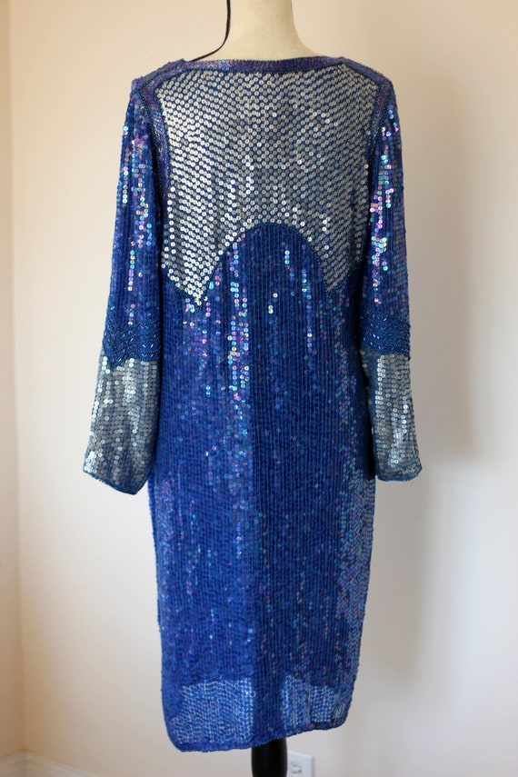 Sz M// Art Deco Gatsby Vintage Sequined Dress //F… - image 6