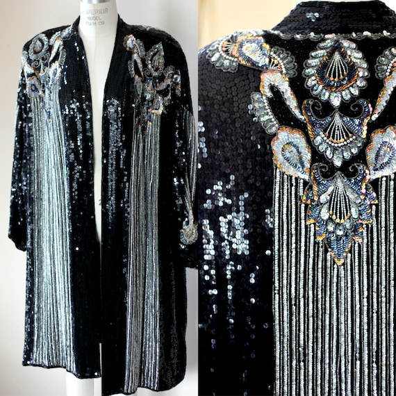2X//Amazing Gatsby Beaded Sequin Duster//Judith A… - image 1
