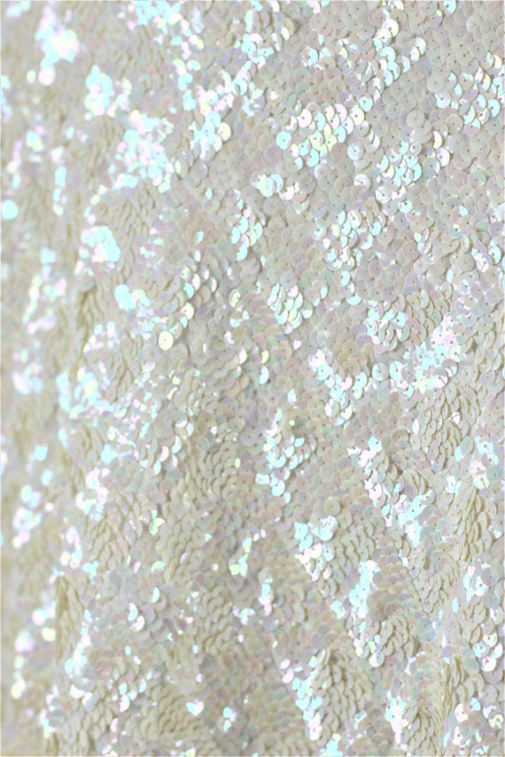 Sz L// Heavily beaded sequined Ivory Jacket// Wed… - image 5