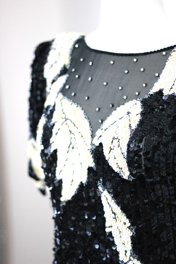 Sz S//Vintage Lillie Rubin Sequin Flapper Dress//… - image 5