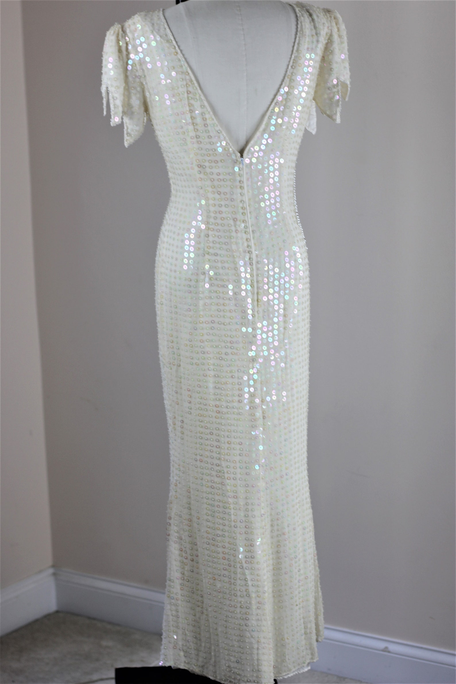 sequin gown white