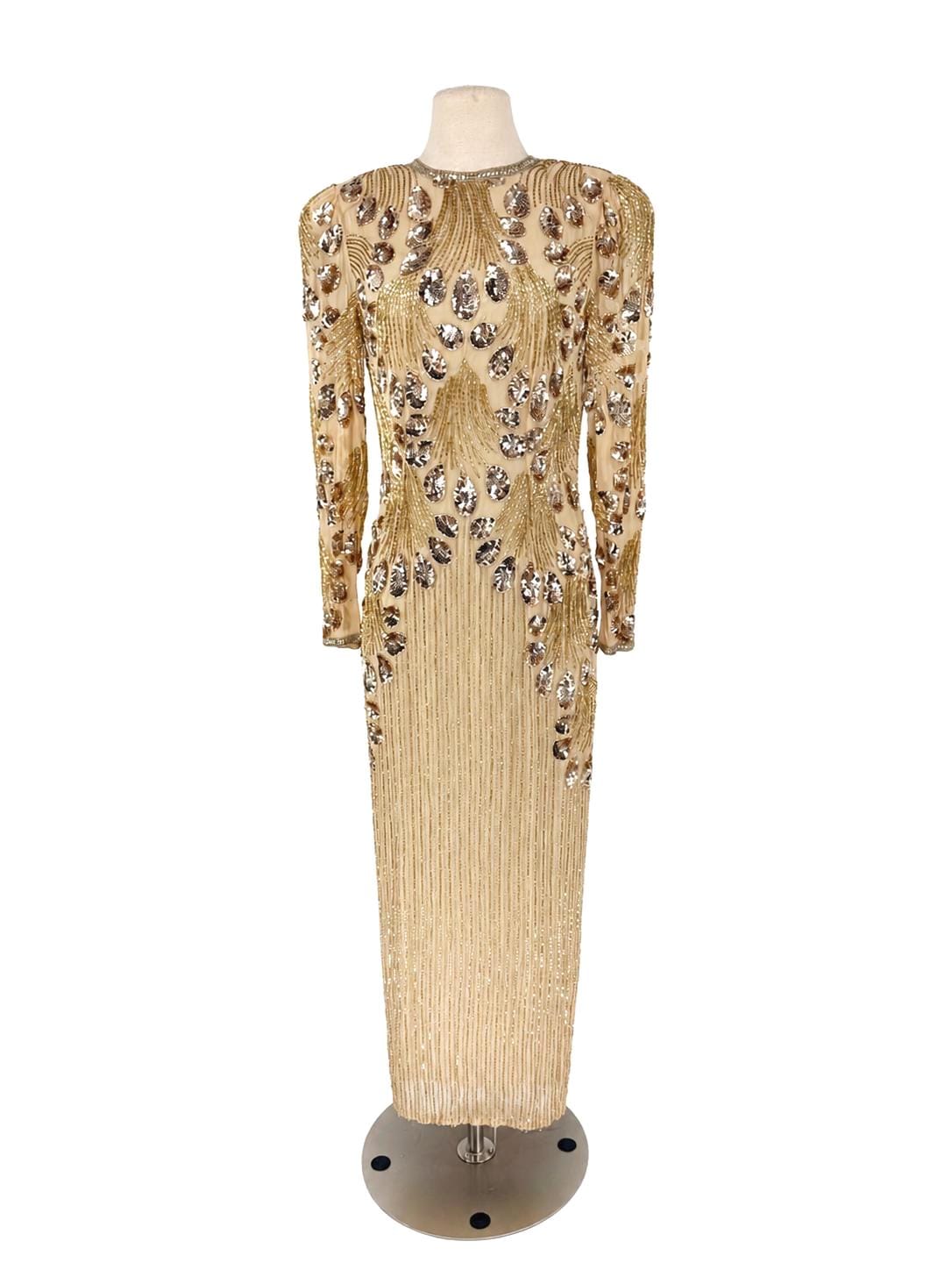Nude Gold Dress - Etsy
