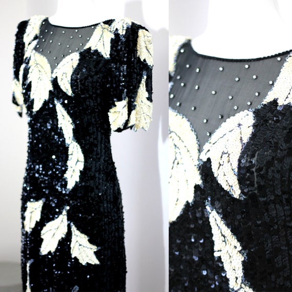 Sz S//Vintage Lillie Rubin Sequin Flapper Dress//… - image 1