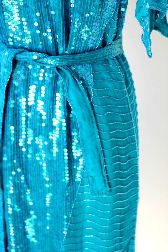 Size S//Gatsby Party Sequin Dress w belt// Vintag… - image 8