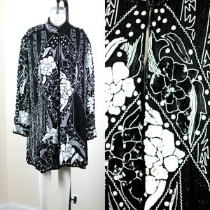 Plus sz 2X// Black White Sequin Beaded Duster// Long Jacket// Sequin coat image 10