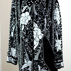 Plus sz 2X// Black White Sequin Beaded Duster// Long Jacket// Sequin coat image 2