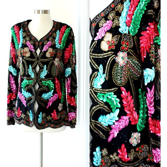 Sz M//Heavily embellished Beaded sequin jacket// … - image 10