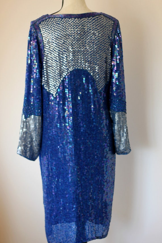 Sz M// Art Deco Gatsby Vintage Sequined Dress //F… - image 5