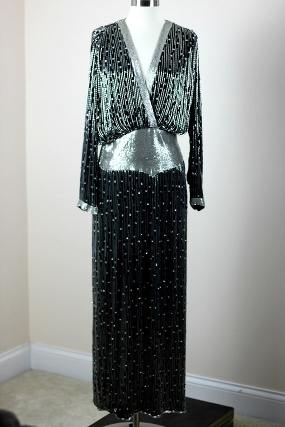 Sz S// Vtg Judith Ann Formal Sequin beaded gown//… - image 6