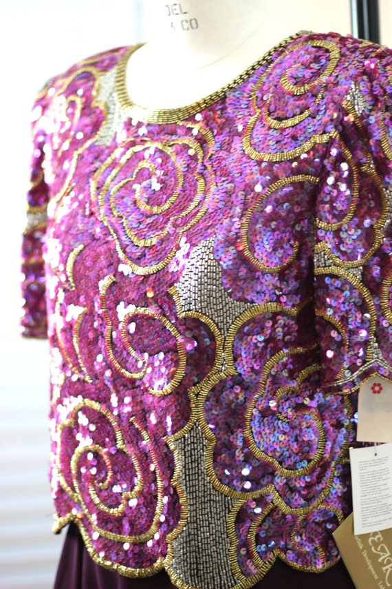 Sz 10//Deadstock 2pc Sequin top Chiffon dress// V… - image 4