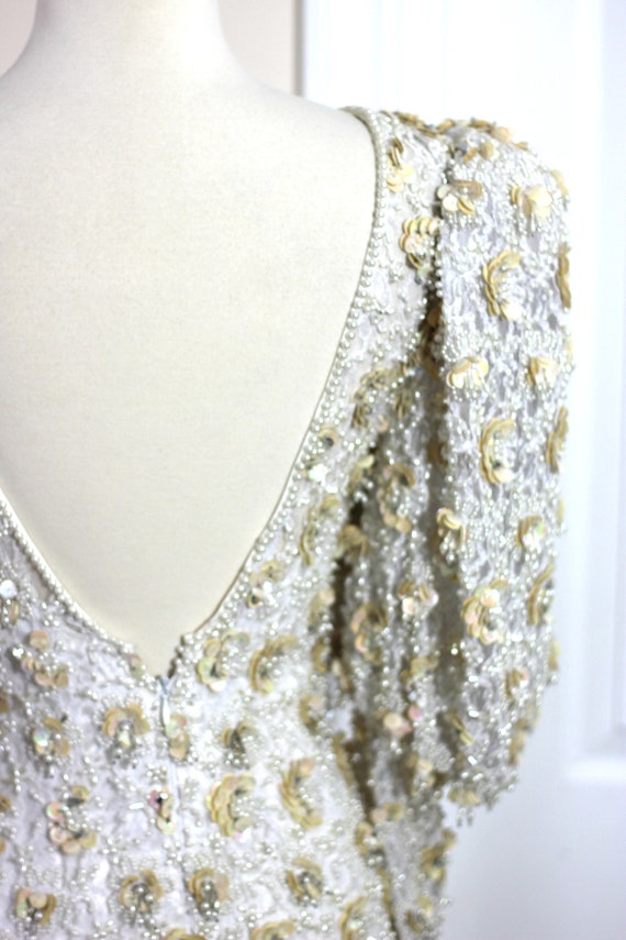 SIZE 10//STUNNING heavily beaded Wedding gown// B… - image 8