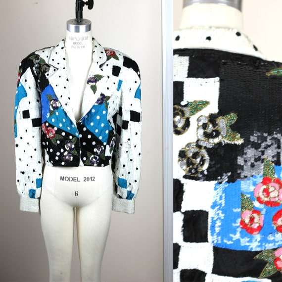 Sz L//STUNNING heavily embellished sequin jacket/… - image 8