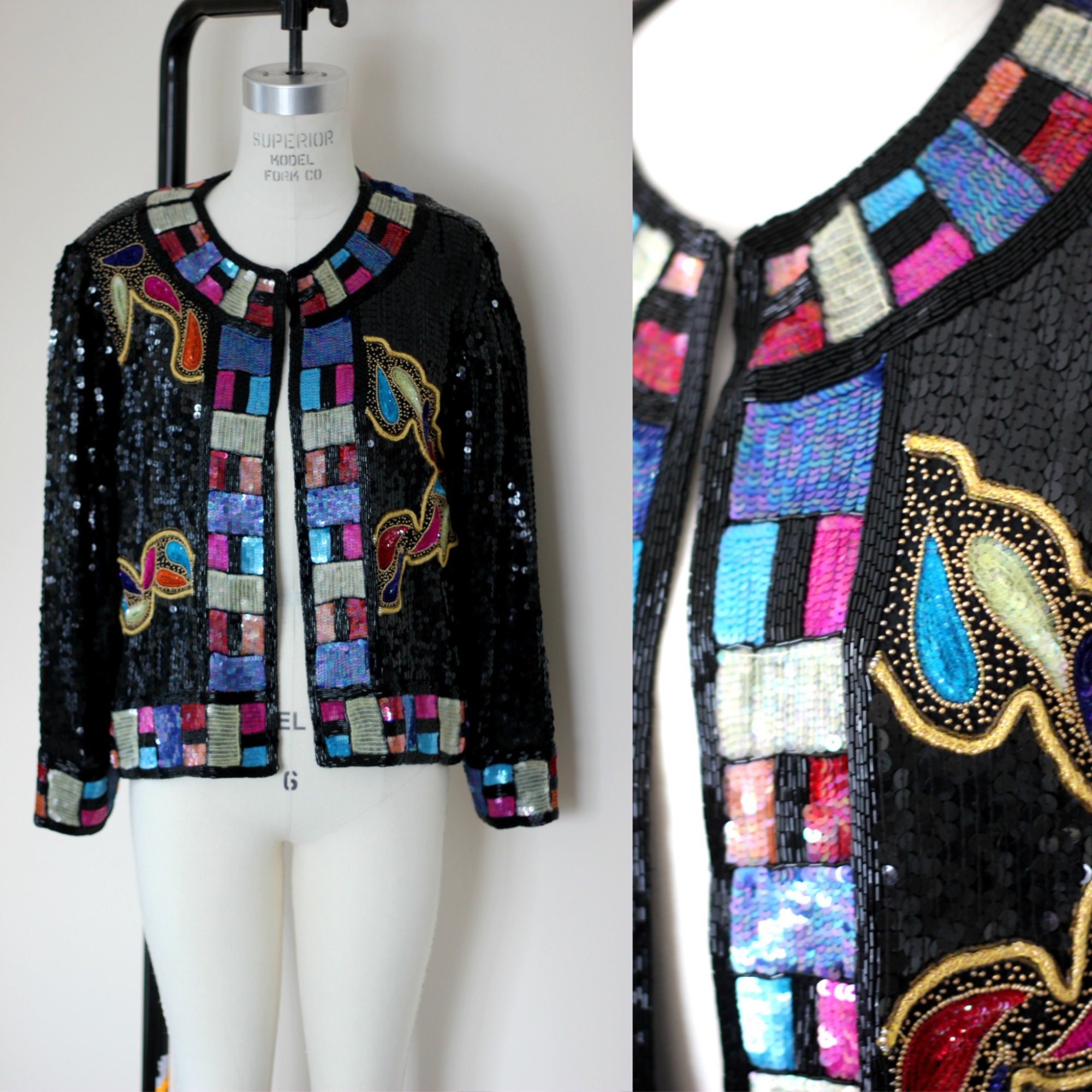 Sz M//Judith Ann クロップド ブラック シマー スパンコール