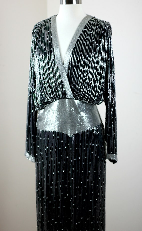 Sz S// Vtg Judith Ann Formal Sequin beaded gown//… - image 3