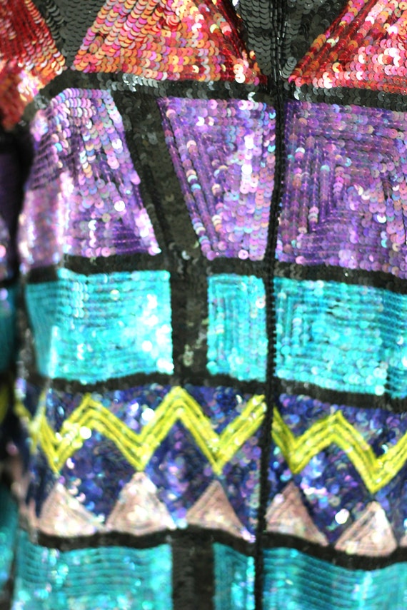 Size L// Stunning Colorful Vintage beaded sequin … - image 5