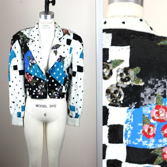 Sz L//STUNNING heavily embellished sequin jacket/… - image 1