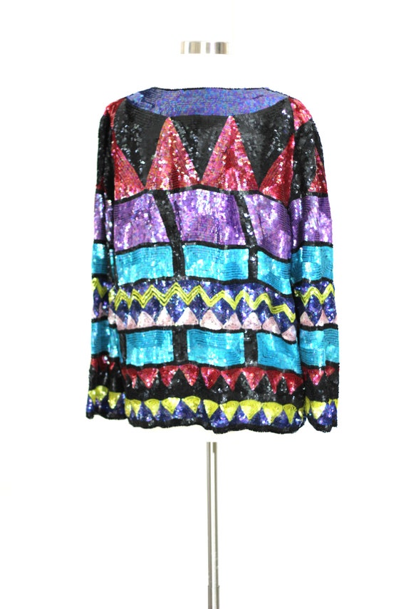 Size L// Stunning Colorful Vintage beaded sequin … - image 8