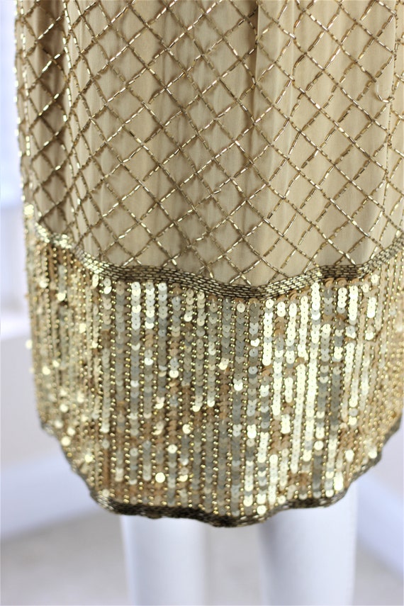 Sz 10// Gold sequin Beaded party dress// Vintage … - image 4