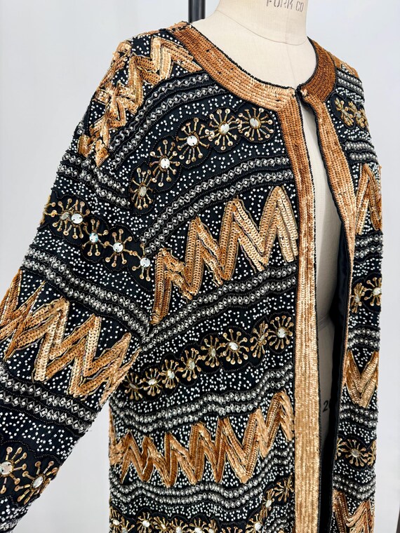 2x//Heavily Beaded Sequin Black Duster// Plus siz… - image 10