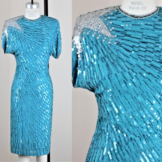 Sz SP// Naeem Khan Lillie Rubin Sequin Dress// Be… - image 1