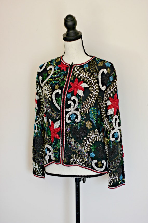 Sz M//Heavily Embellished Beaded Jacket//Sequined… - image 2