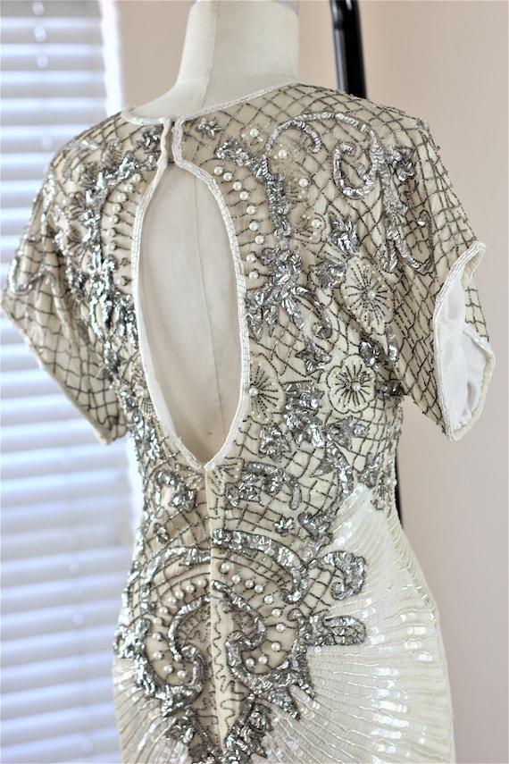 Sz S//Beautiful 1980s Vintage Beaded sequined dre… - image 3